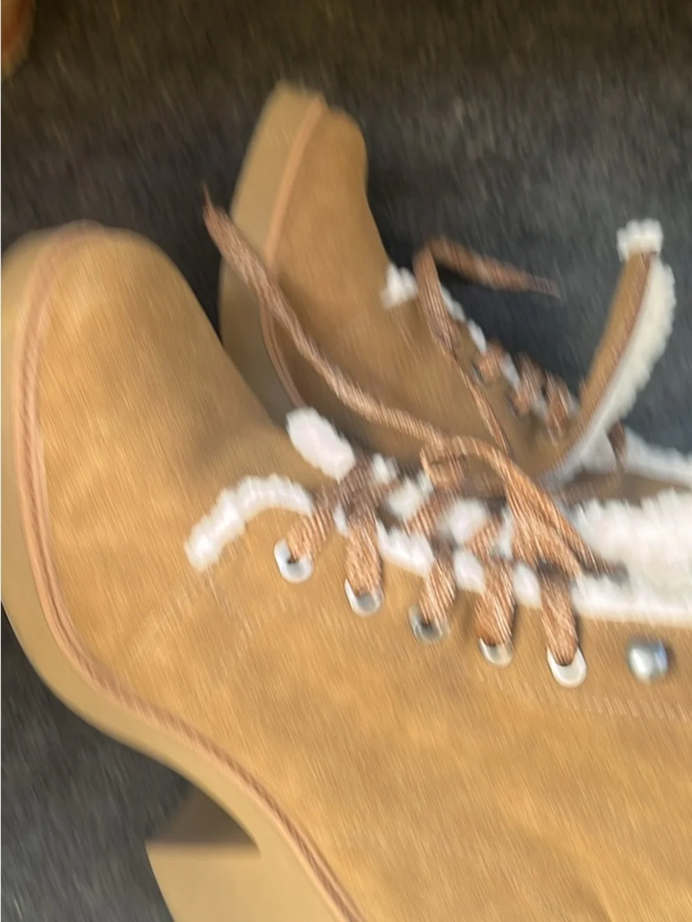 Velocity Kids Tan Faux-Shearling Lace-Up Boots